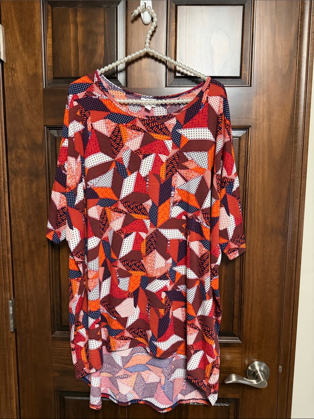 LuLaRoe Red Orange Geometric Tunic